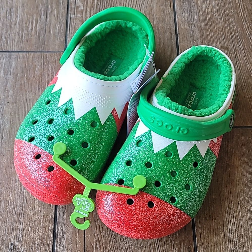 CROCS Classic Lined Clog Holiday Elf Women's Size 7 Men's 5 NWT
